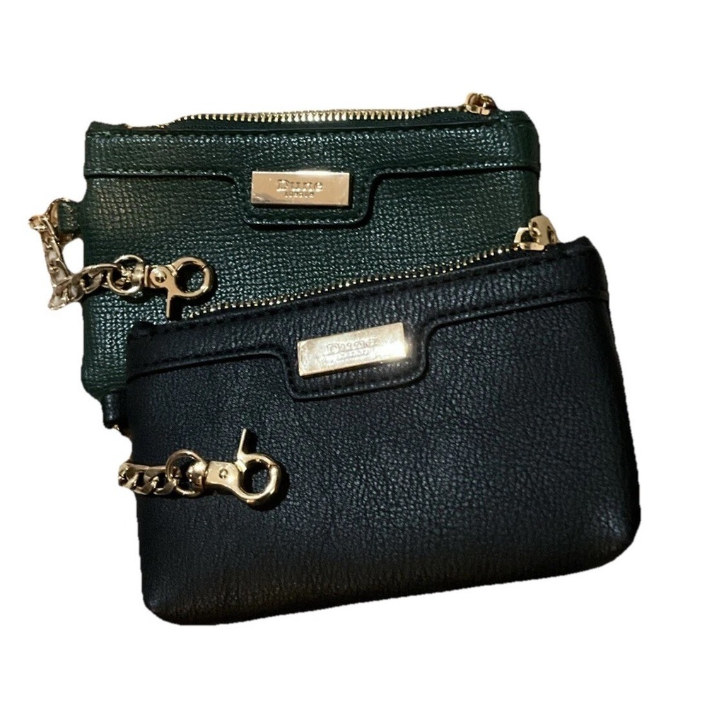 Dune London Wallet Pouch Key Zip Coin Credit Card Purse W Clip Black Green Lot 2